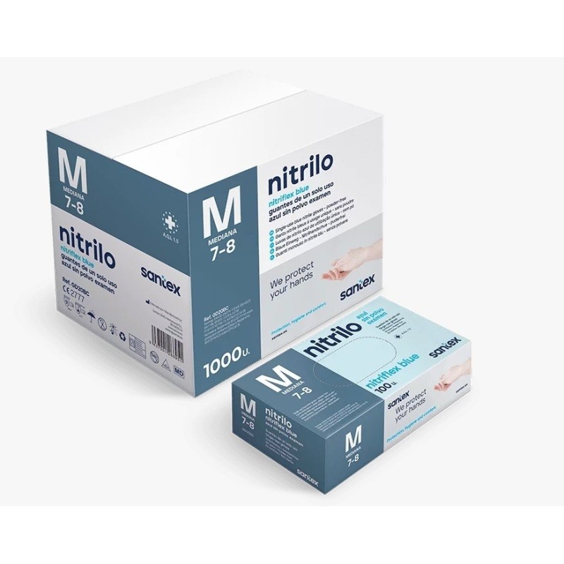 Caja 100 Guantes Nitrilo S/Polvo T/L