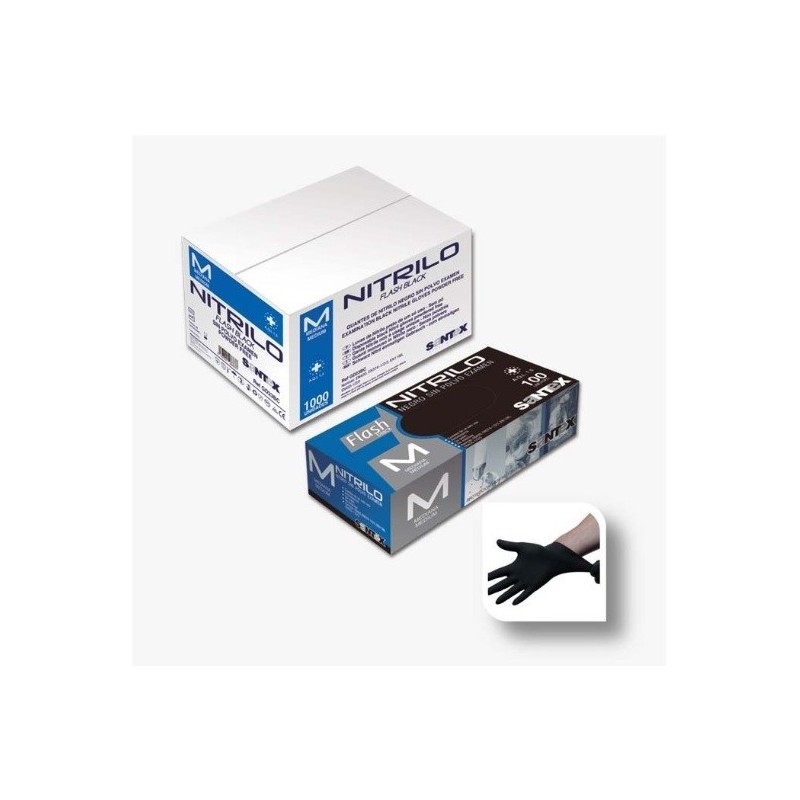 Caja 100 Guantes Nitrilo Extrafuerte Negro T/P