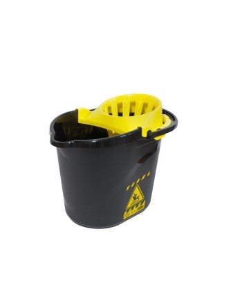 PAMEX Cubo Rectangular Caution Negro c/Escurridor