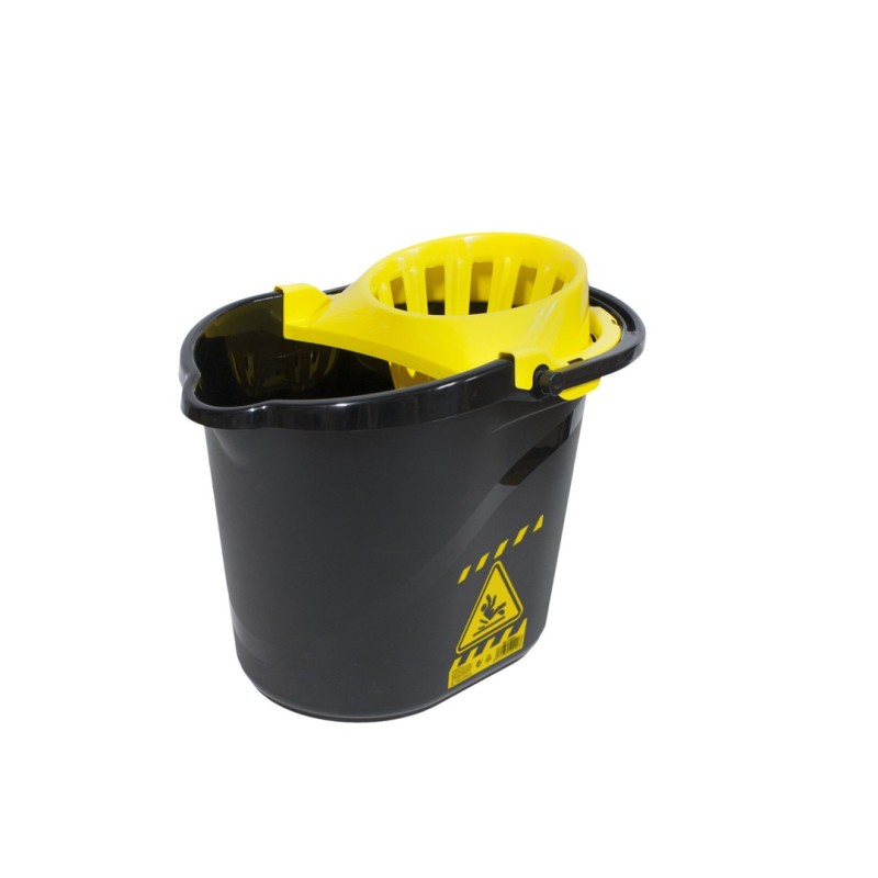 PAMEX Cubo Rectangular Caution Negro c/Escurridor