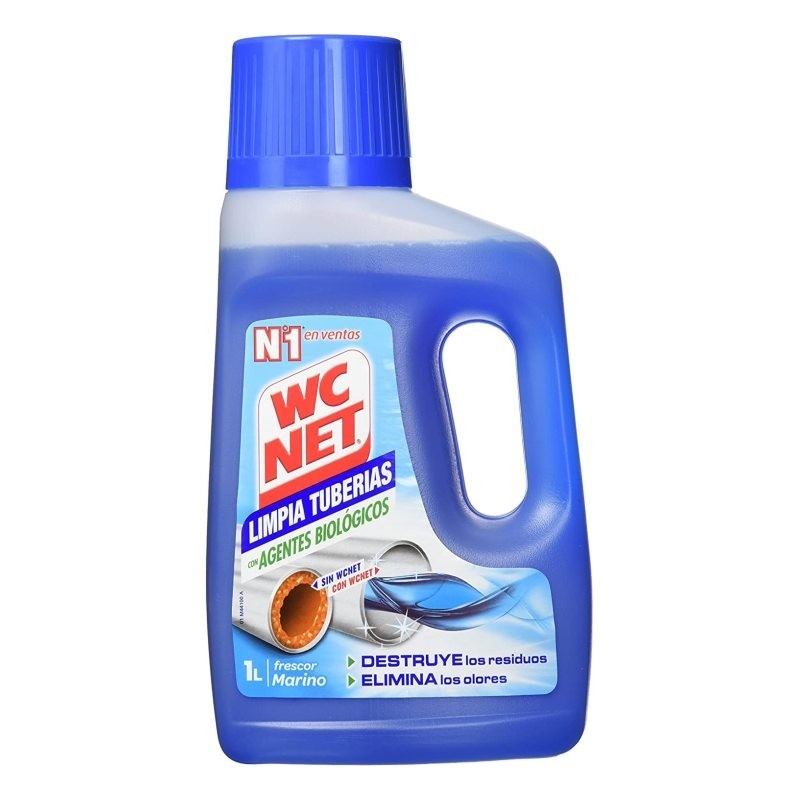 WC NET Azul Limpia Tuberías Botella 1L.
