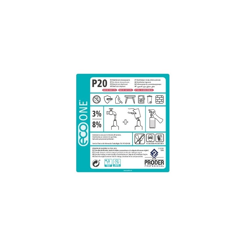 ECO ONE P20 Etiqueta Diluciones