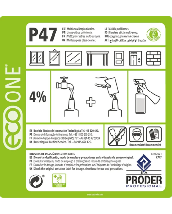 ECO ONE P47 Etiqueta Diluciones