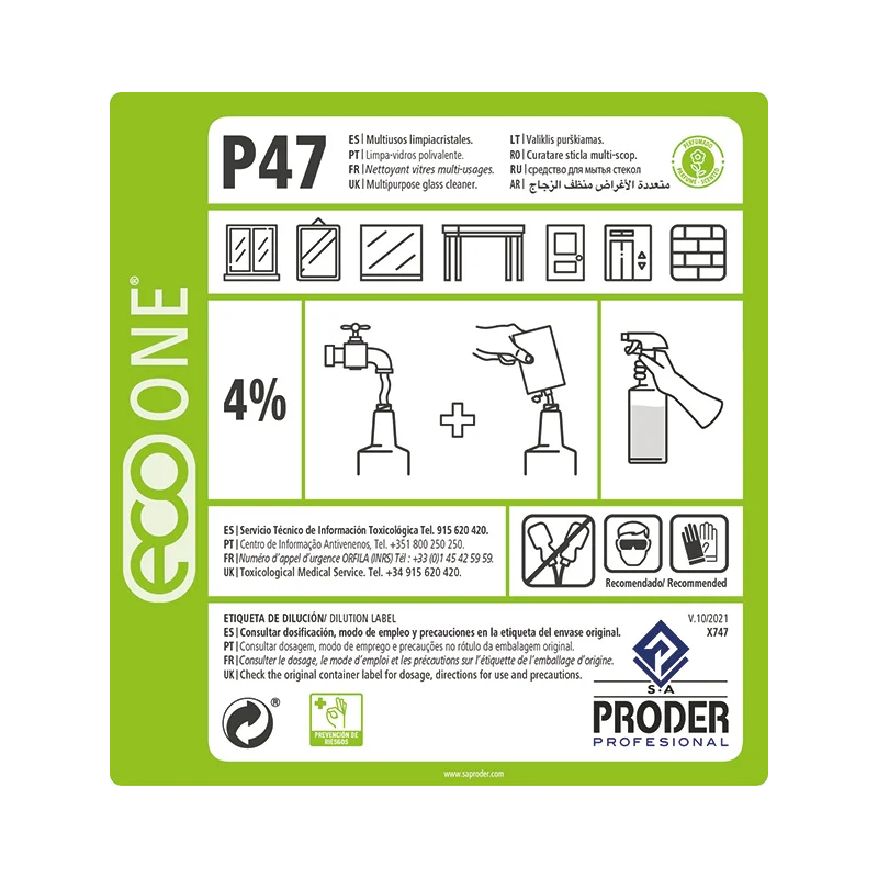 ECO ONE P47 Etiqueta Diluciones