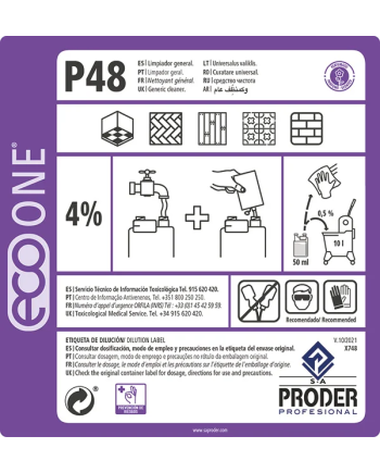 ECO ONE P48 Etiqueta Diluciones