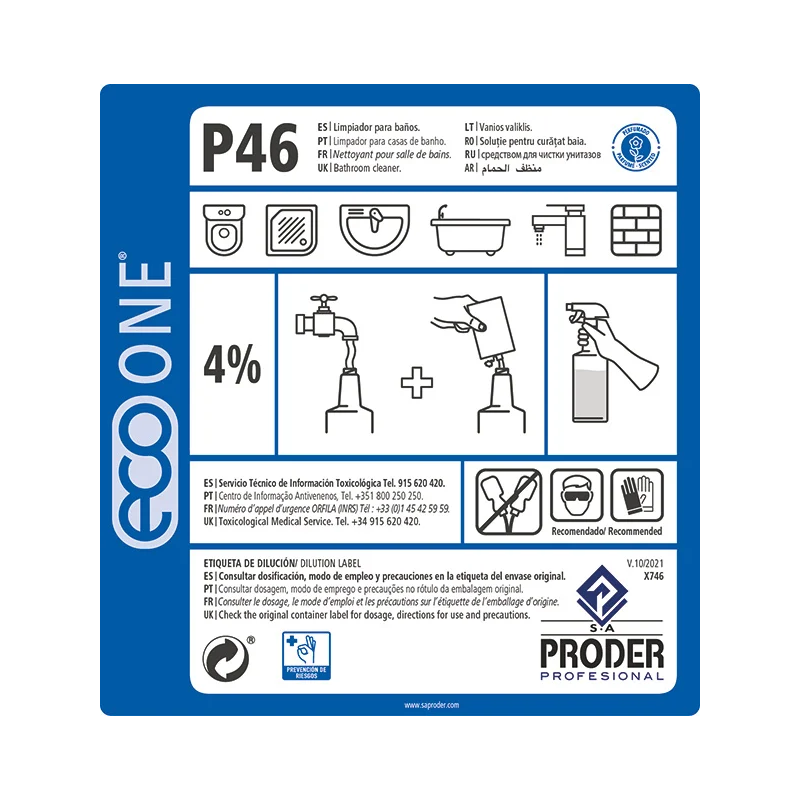 ECO ONE P46 Etiqueta Diluciones