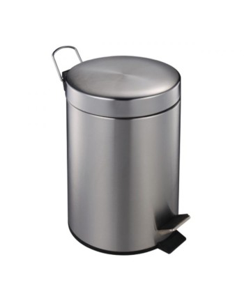 PAPELERA INOX SATINADA TAPA Y PEDAL 12 L.